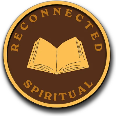 Spiritual patch — a golden open book on chocolate brown